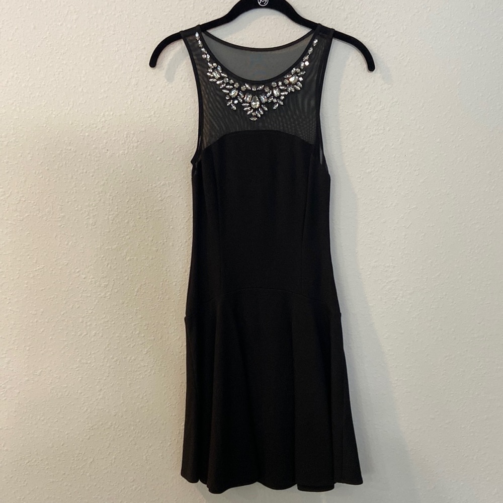 Express | Bejeweled Neck Skater Dress